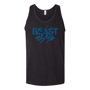 Beast tank top men gym, workout fitness, weight training, exercise, running