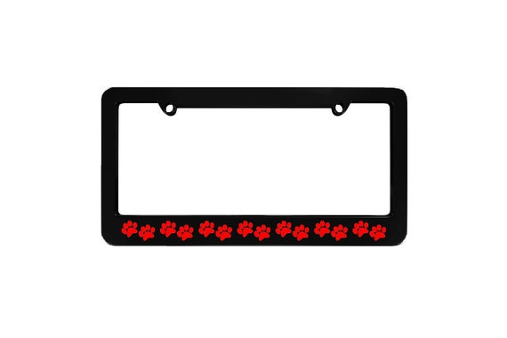 Red Paw Prints Car Frame Red Paw Prints Critter License Plate Frame For Dog &amp; Cat Lovers - Car Plate Frames Brand Chrome Paws Car &amp; Truck License License Plate Frames