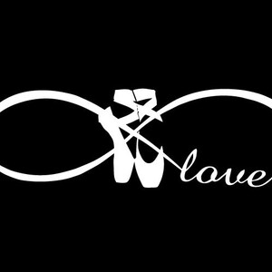 Infinity love ballet dancer sticker vinyl decal, car window, doors bumper laptop
