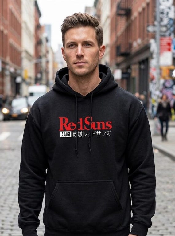Akagi Red Suns Hoodie - Initial D Anime Streetwear - JDM Car Drift Racing Pullover - Japanese Street Fashion Unisex Sweatshirt