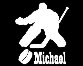 Custom personalised name hockey player goalie sticker vinyl decal car window