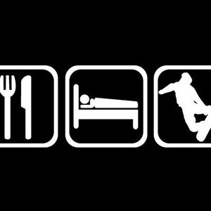Eat Sleep Snowboard, sticker vinyl decal, car window, doors, laptop, snowboard