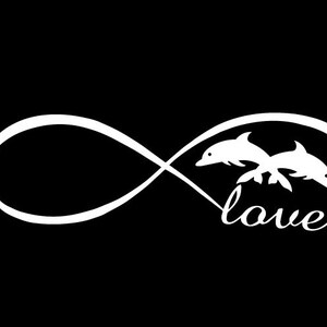 Infinity love dolphins sticker vinyl decal, car window, doors, bumper, laptop