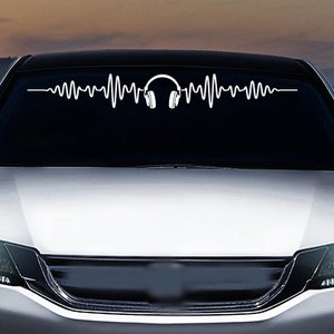 Headphone soundwaves windshield banner vinyl decal, car, trucks