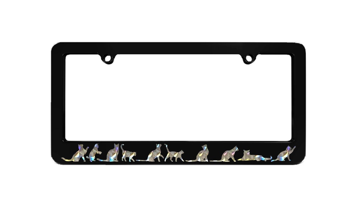 Cute Watercolor Cats License Plate Frame - Stainless Steel 12.3x6.3 Inch With Screws & Caps