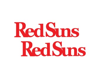 May include: Red Suns logo in red text, stacked on top of itself.