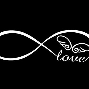 Infinity love angel wings sticker vinyl decal, car window, doors, bumper laptop