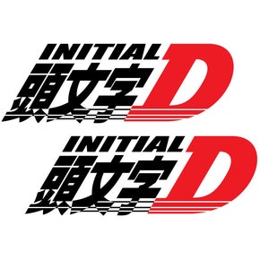 Initial D decal vinyl sticker JDM AE86 Trueno racing car window doors two colors size 9&quot; x 3&quot; set of 2