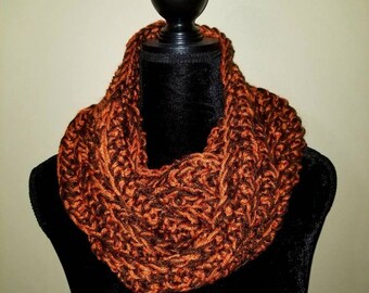 Extra Long Infinity Scarf w/ beautiful FALL COLORS  (Orange & Brown)