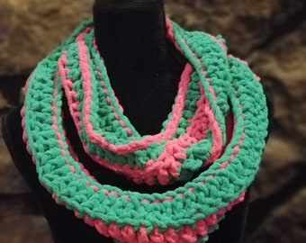 Reversible Infinity scarf  (Pixie Pink/Go-go Green)