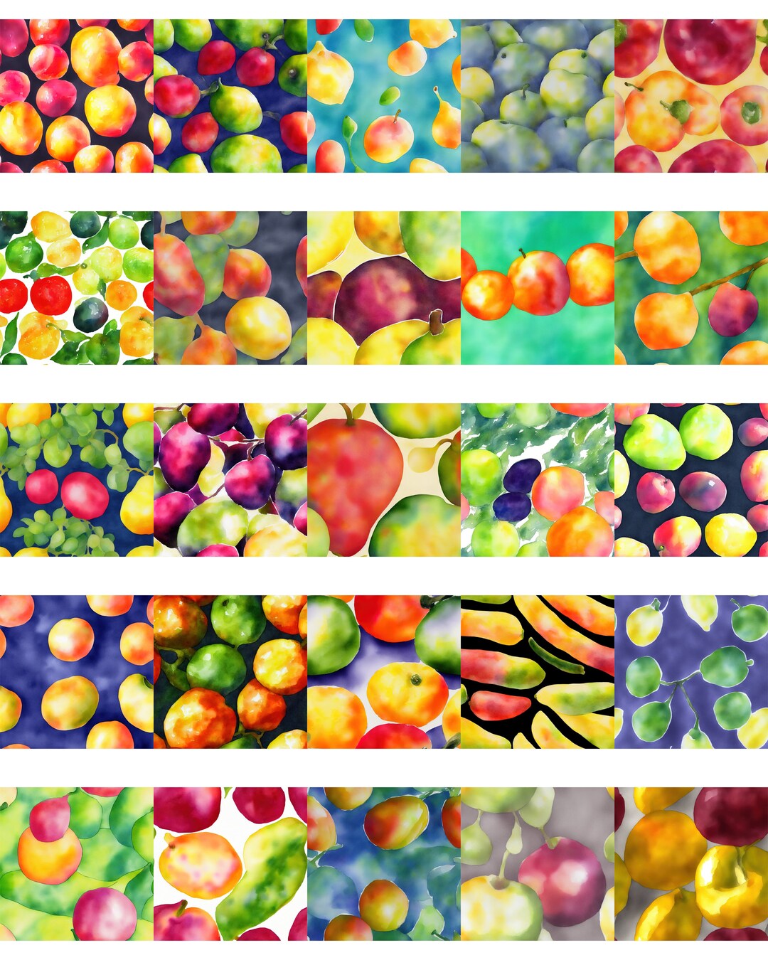 Patterns In Fruit Bright Watercolor Fruit Seamless Patterns - Etsy