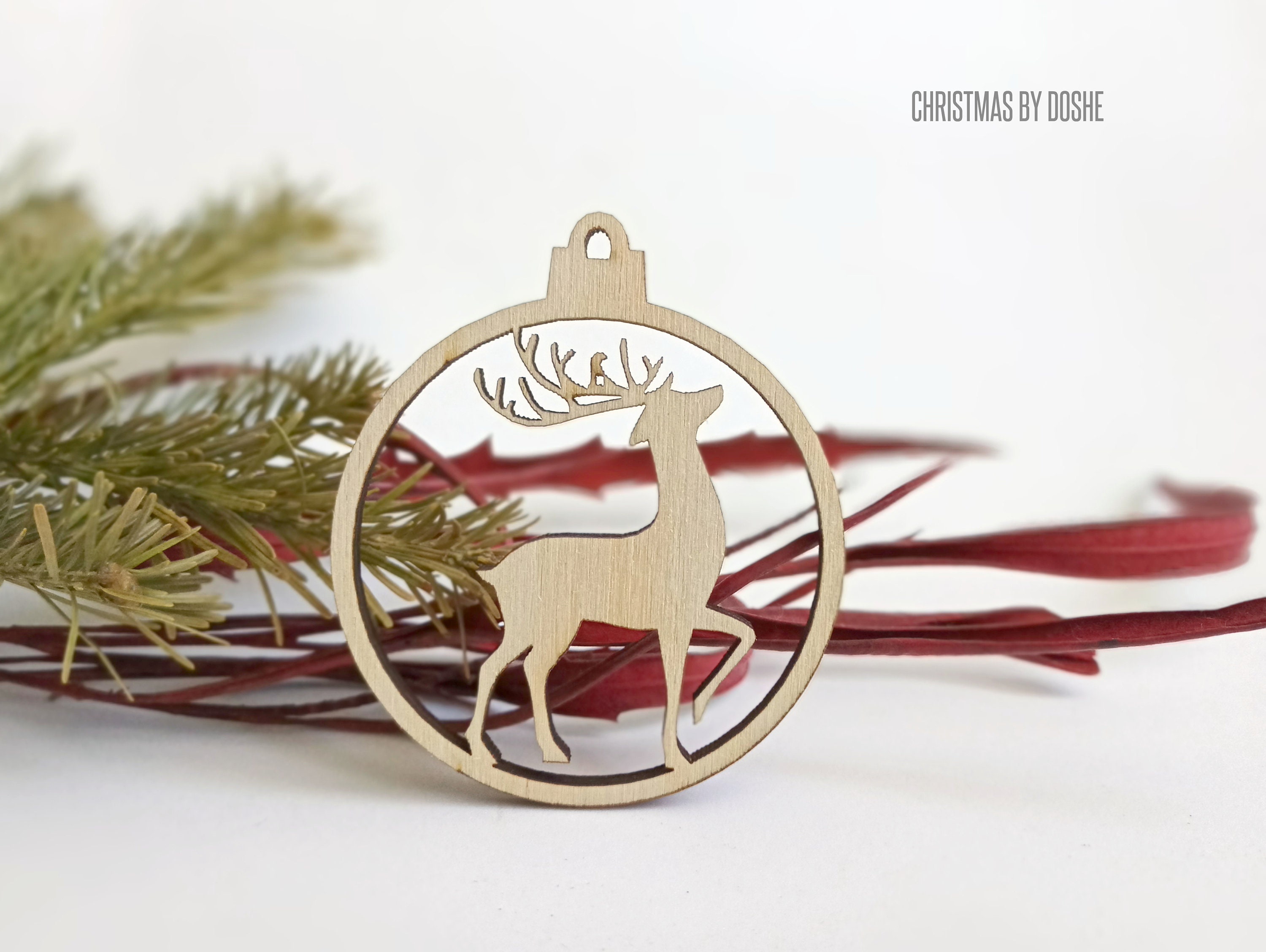 Laser Cut Deer Christmas Tree Ornament / Deer Decor / Etsy