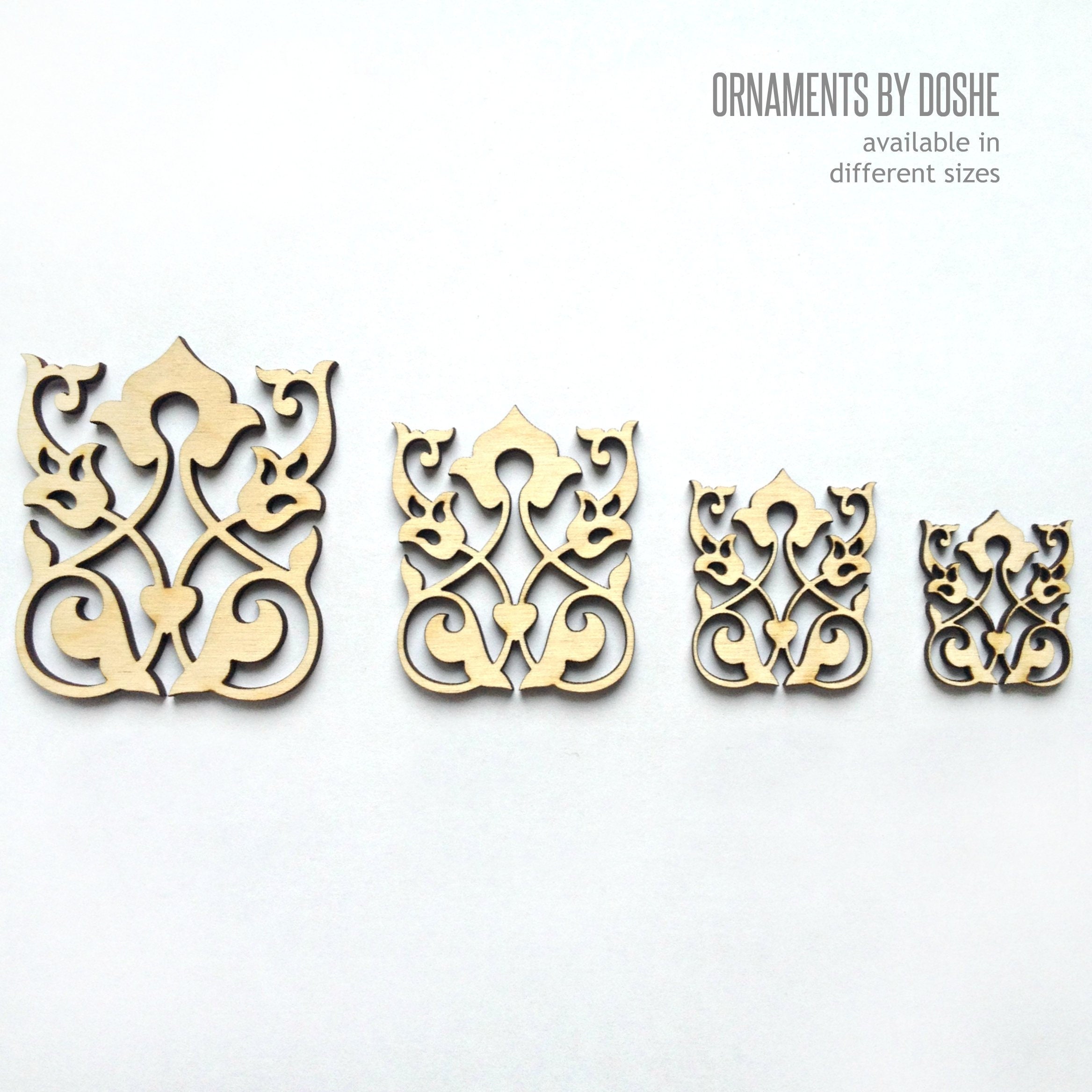Wood ornaments Laser cut Embellishments Etsy