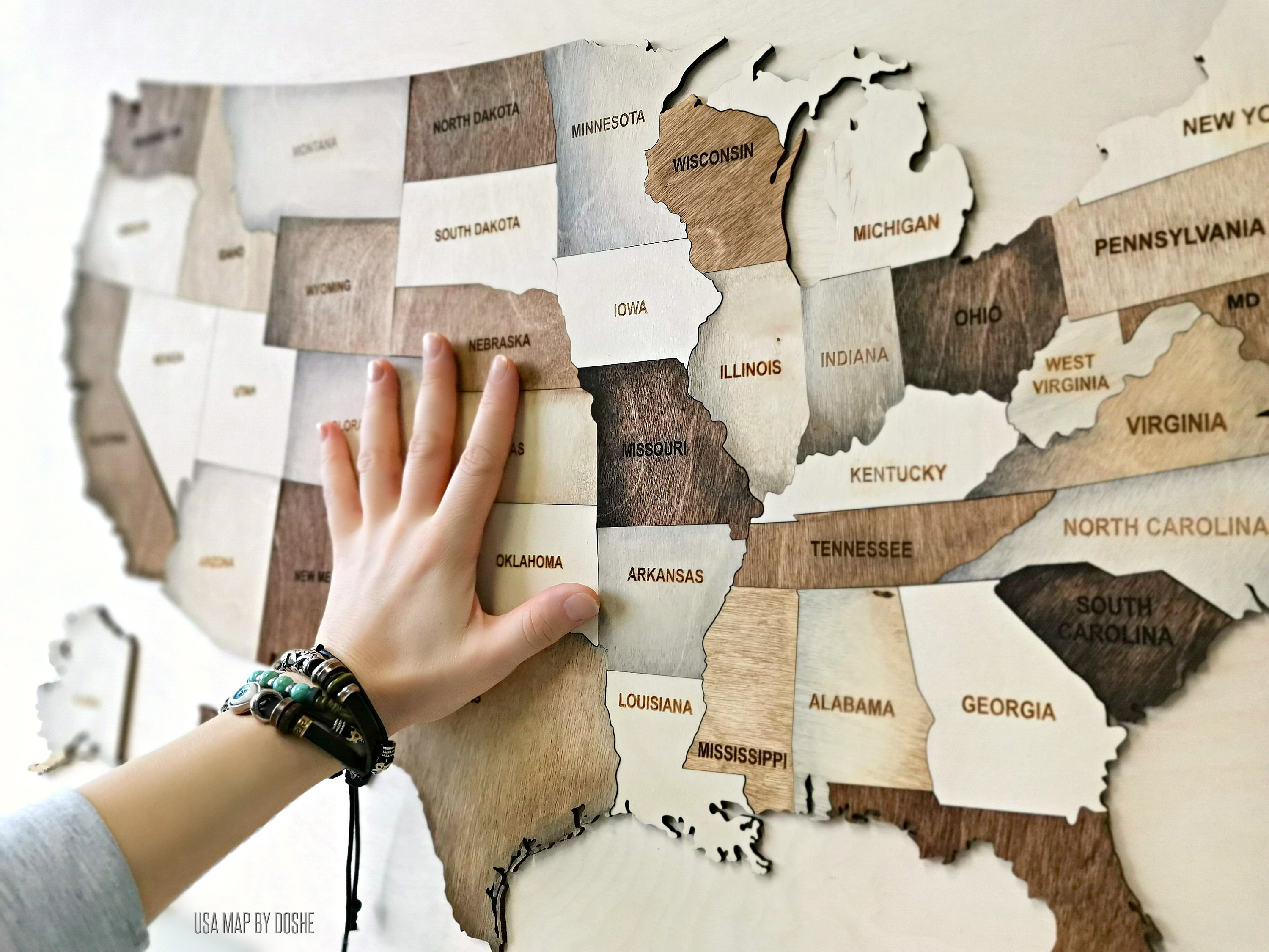 states travel map wood