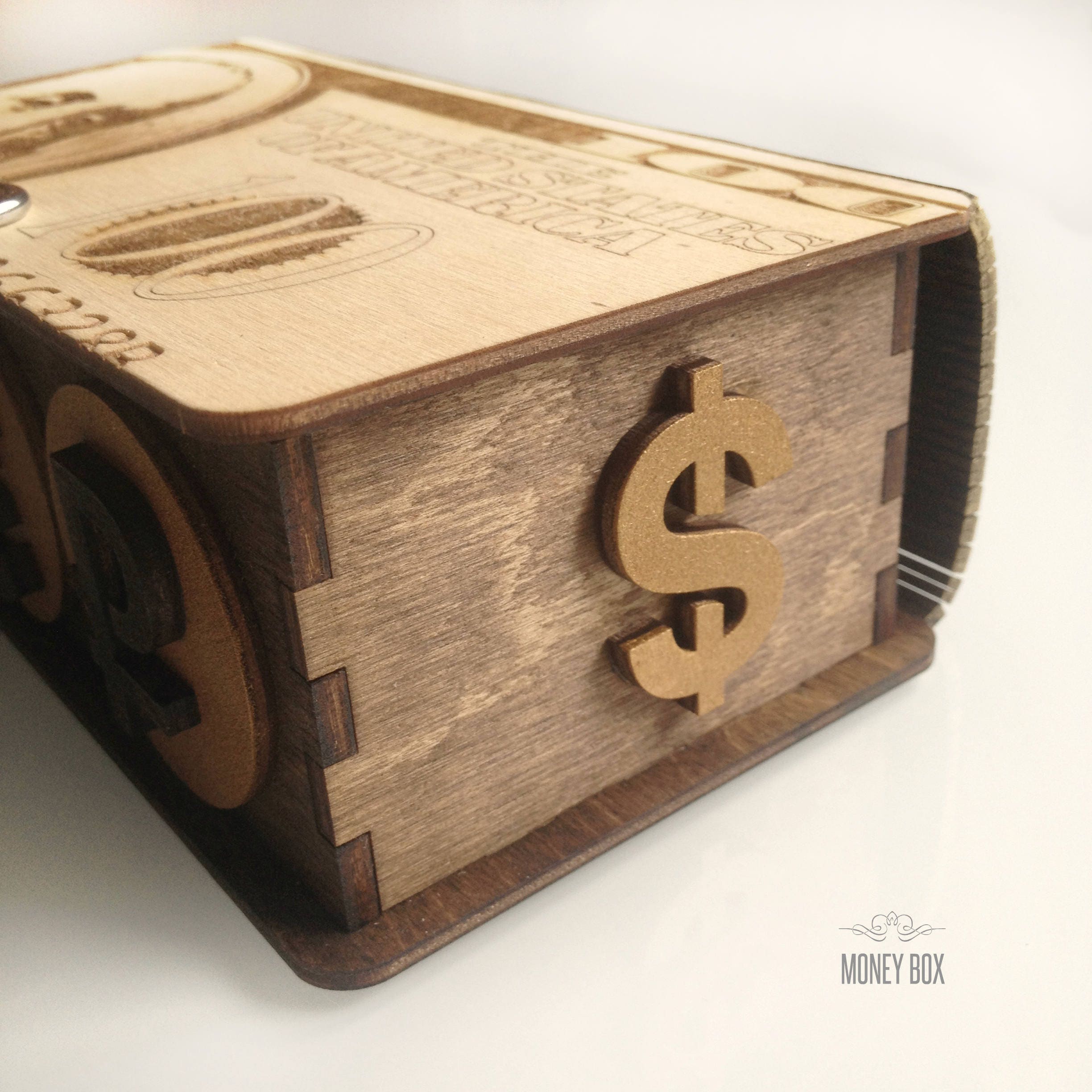 Perfect 100 Dollar Money box / Wood box / Laser cut box / Etsy