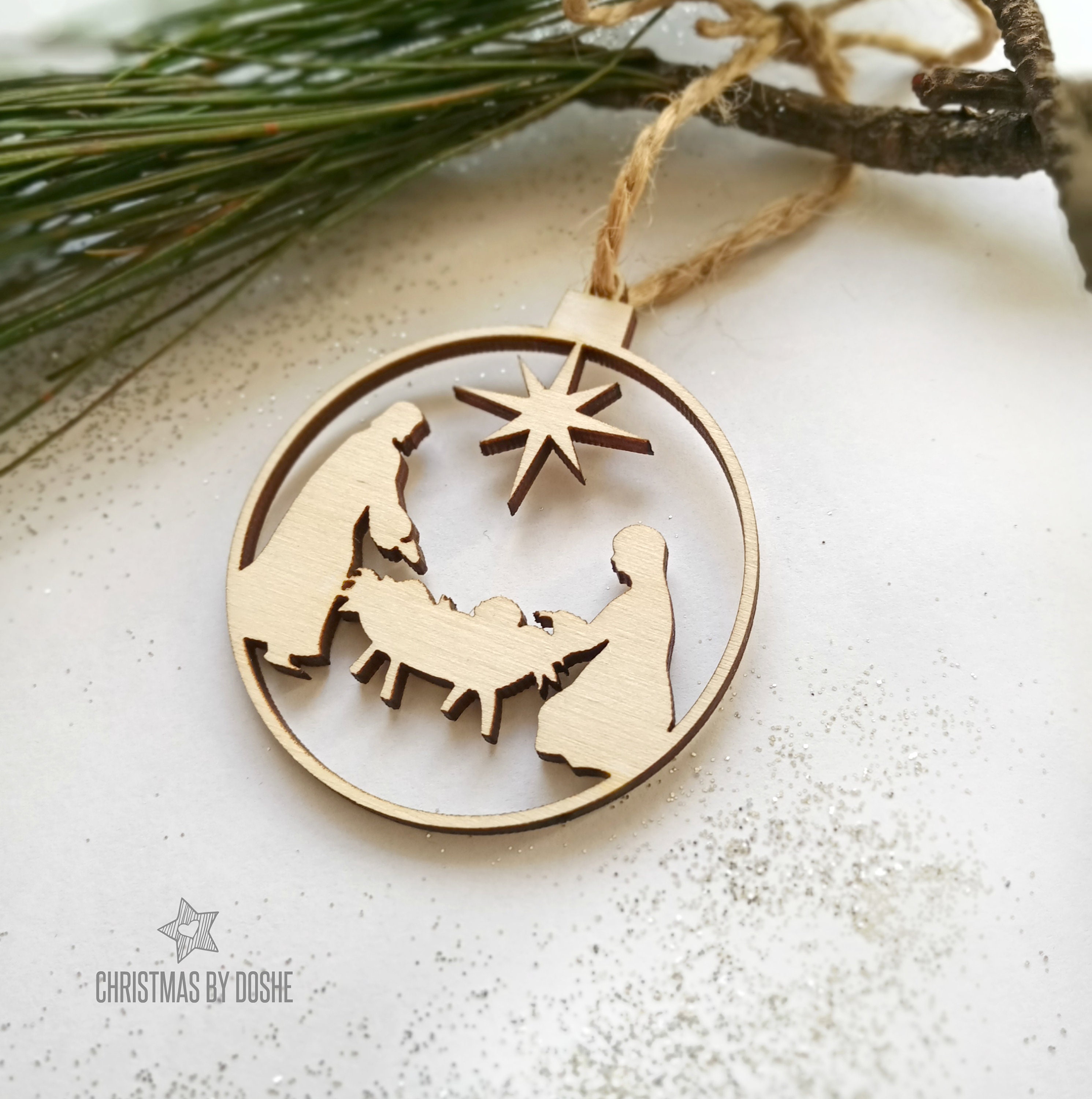 BABY JESUS ORNAMENT Laser cut wood Christmas ornaments  Etsy