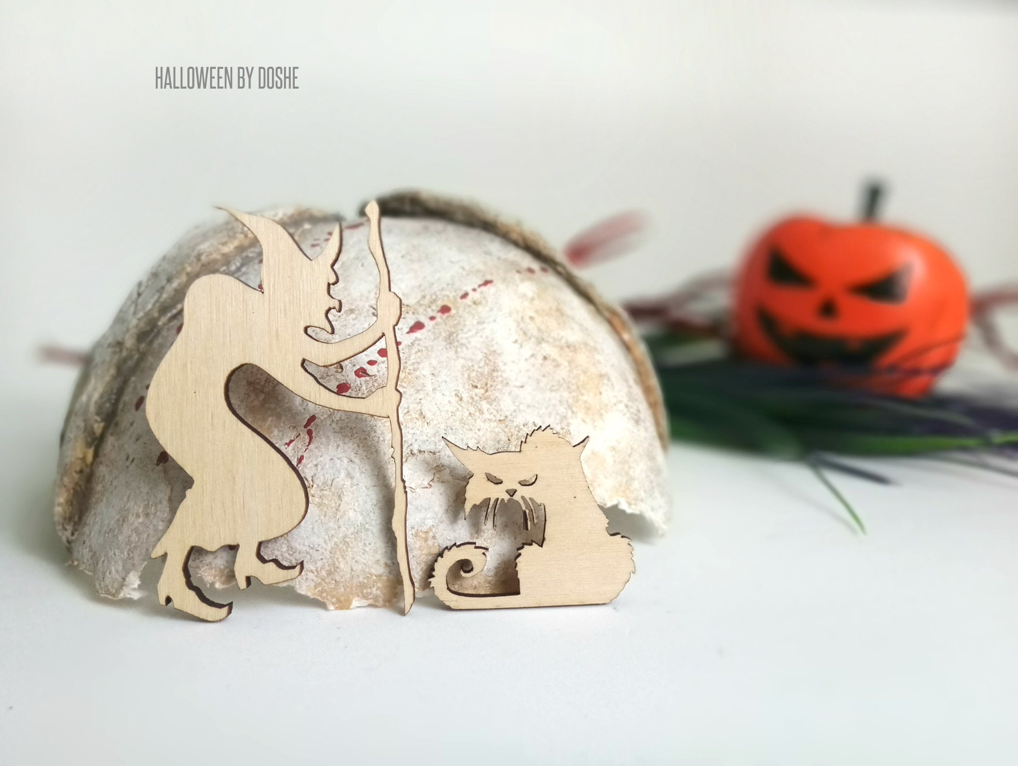 HALLOWEEN WITCH Ready to Paint Laser Cut Wood Ornaments Etsy