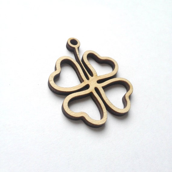 Laser cut wood Clover pendant CLOVER JEWELRY