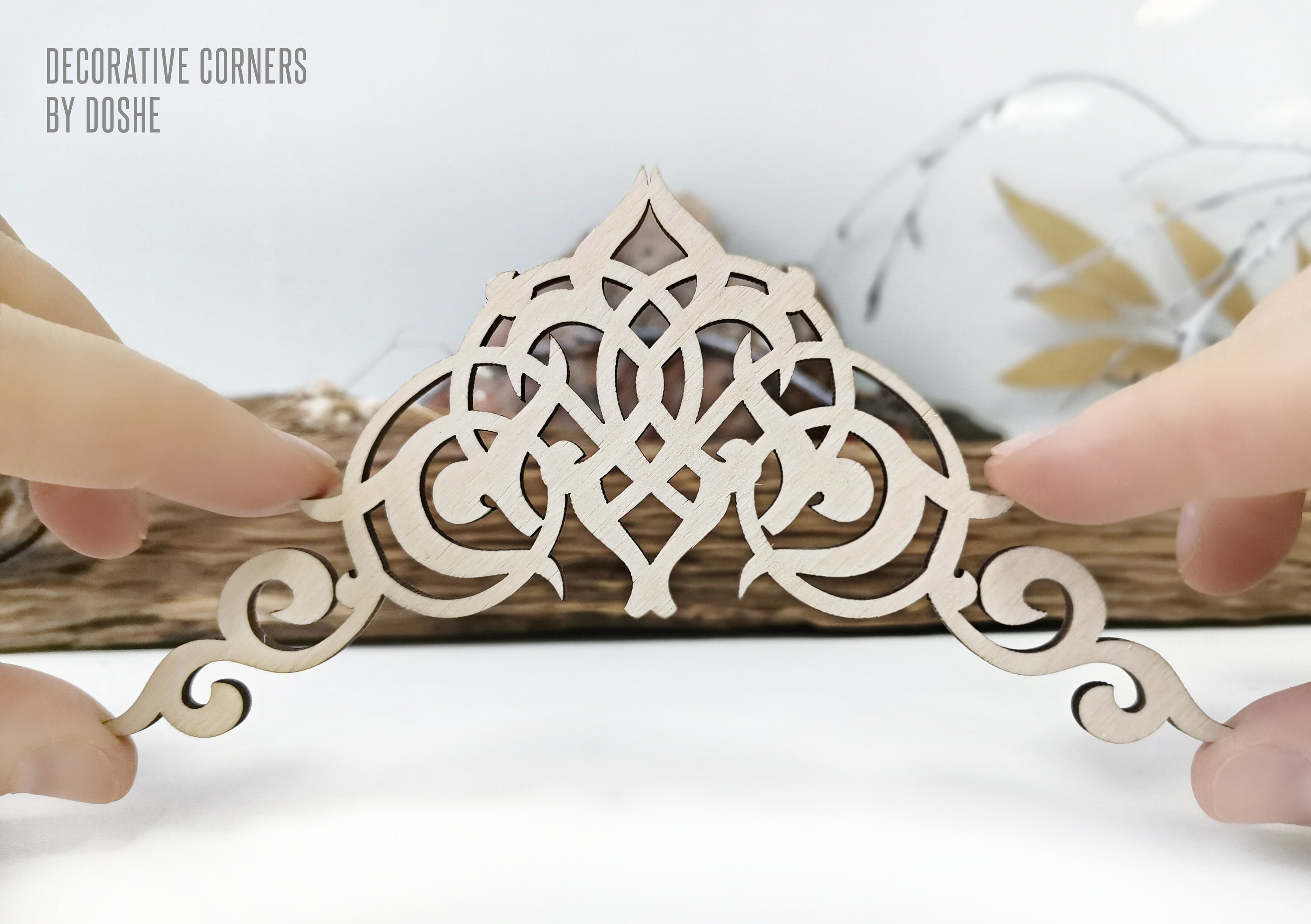 Laser cut wooden CORNERS Wood ornaments Filigree findings Etsy
