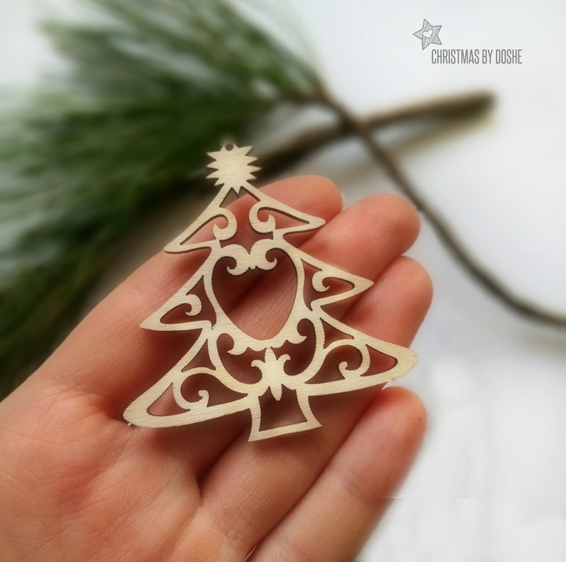 CHRISTMAS Ornaments Laser Cut Wood Decor Etsy