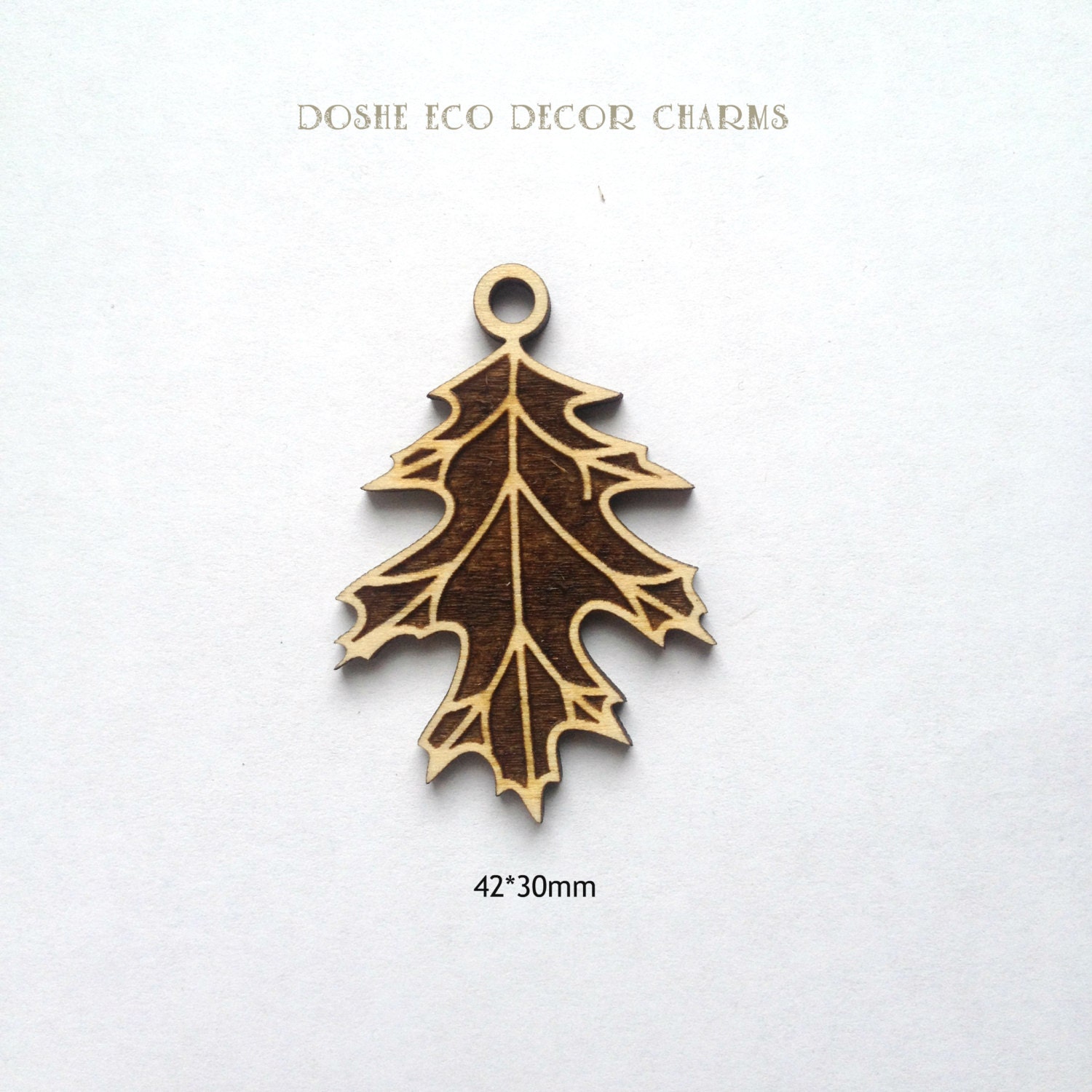 Cute Laser engraved OAK Leaves wood pendants / Wood jewelry / Etsy