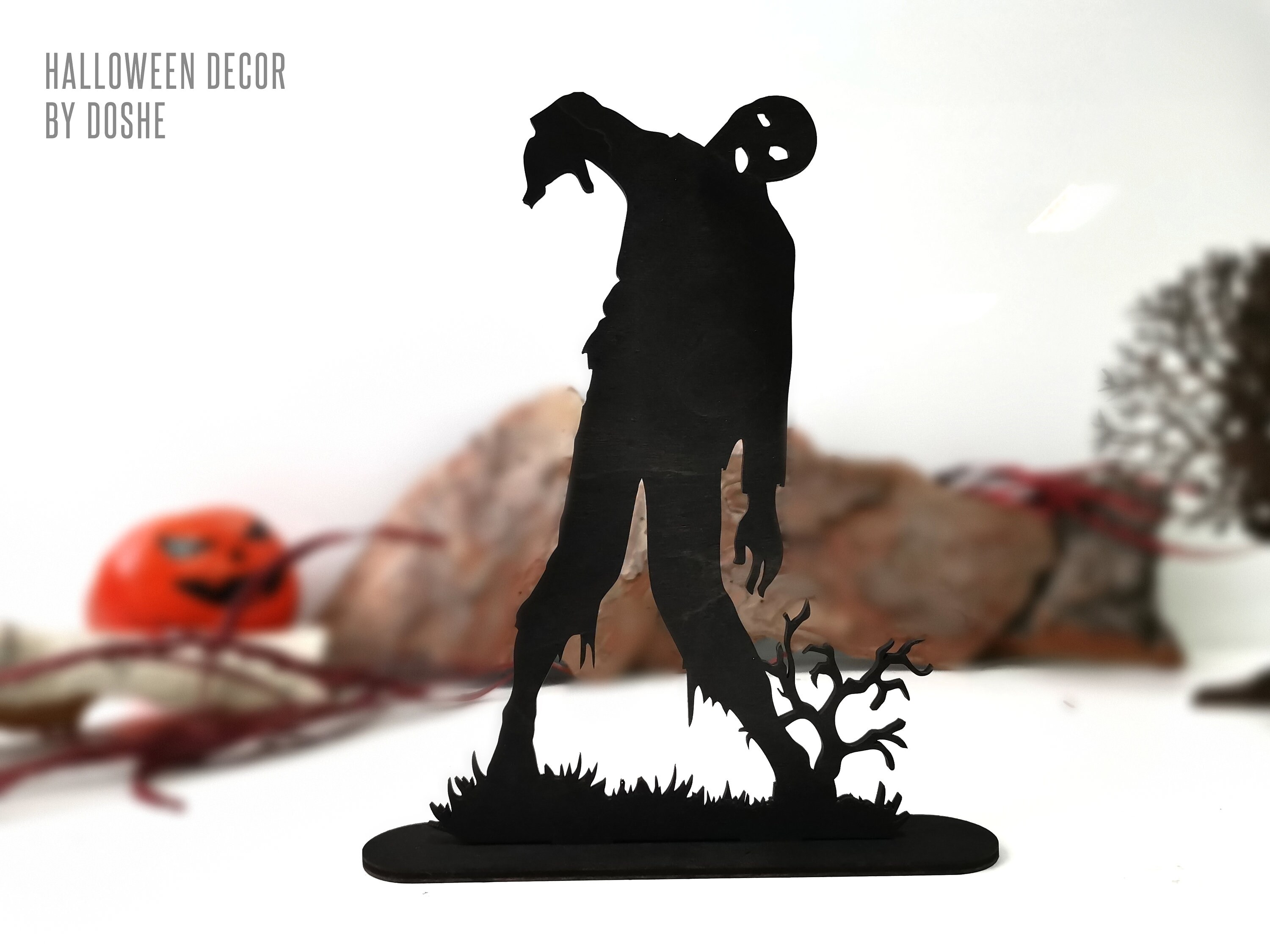 ZOMBIE Halloween Decor Laser Cut Wood Ornaments Etsy