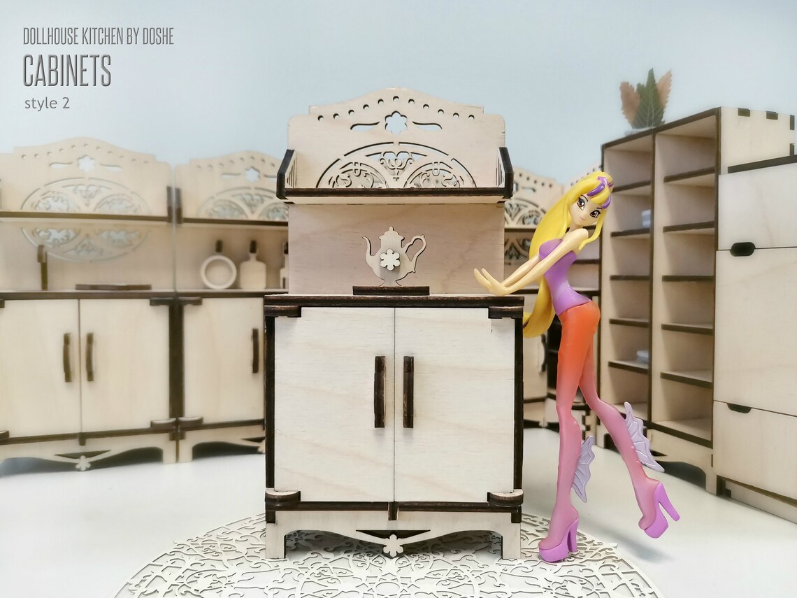 Dollhouse KITCHEN Miniature furniture Laser cut Etsy