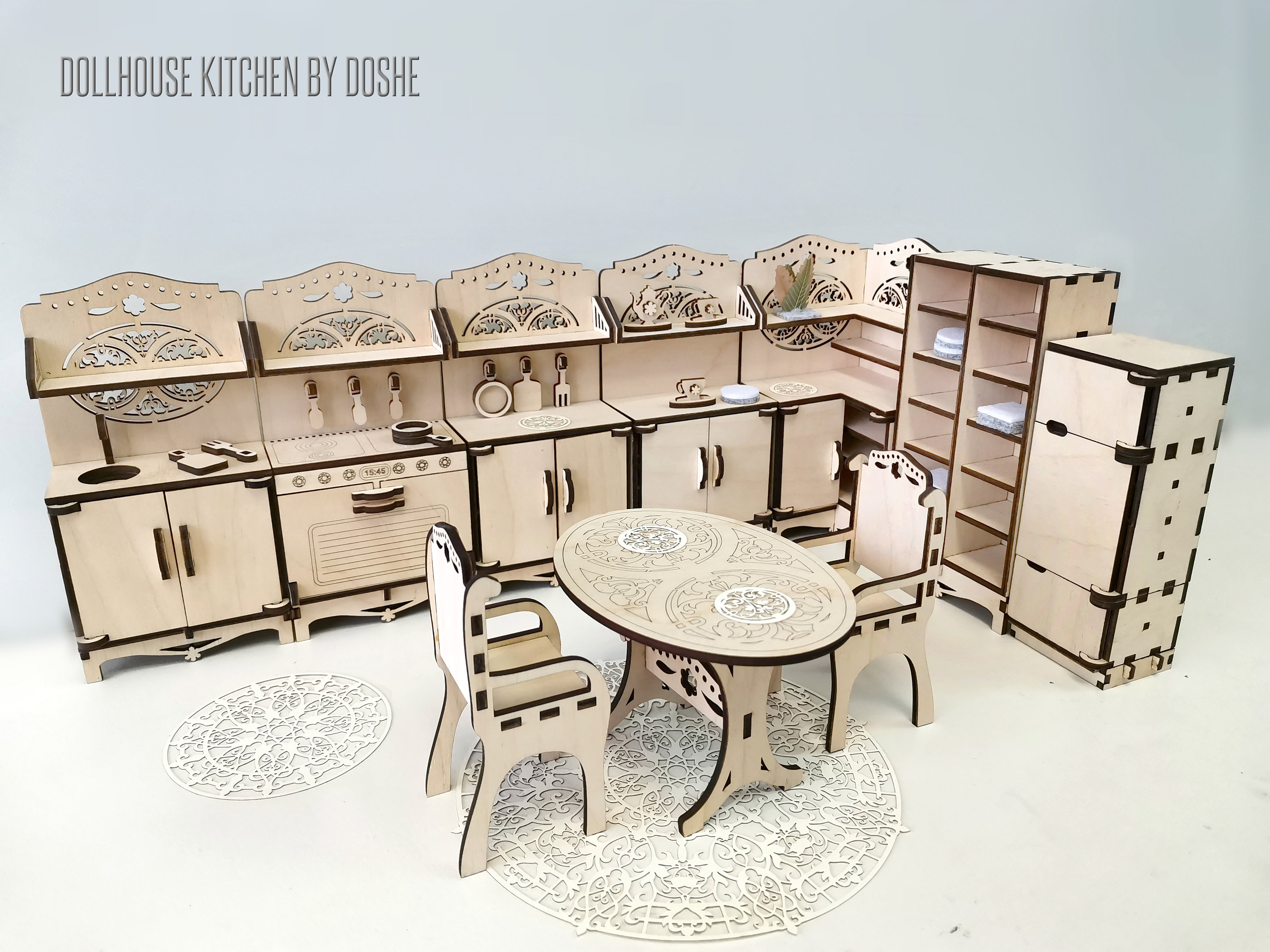 Dollhouse KITCHEN Miniature furniture Laser cut Etsy