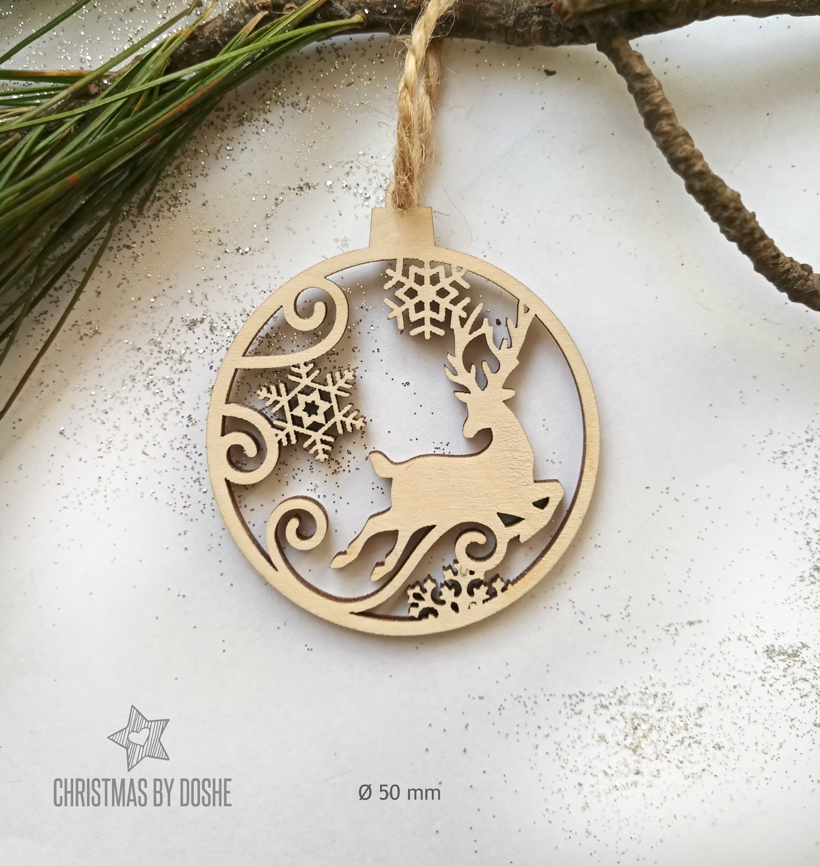 Christmas REINDEER ornaments Laser cut wood Deer decor Etsy