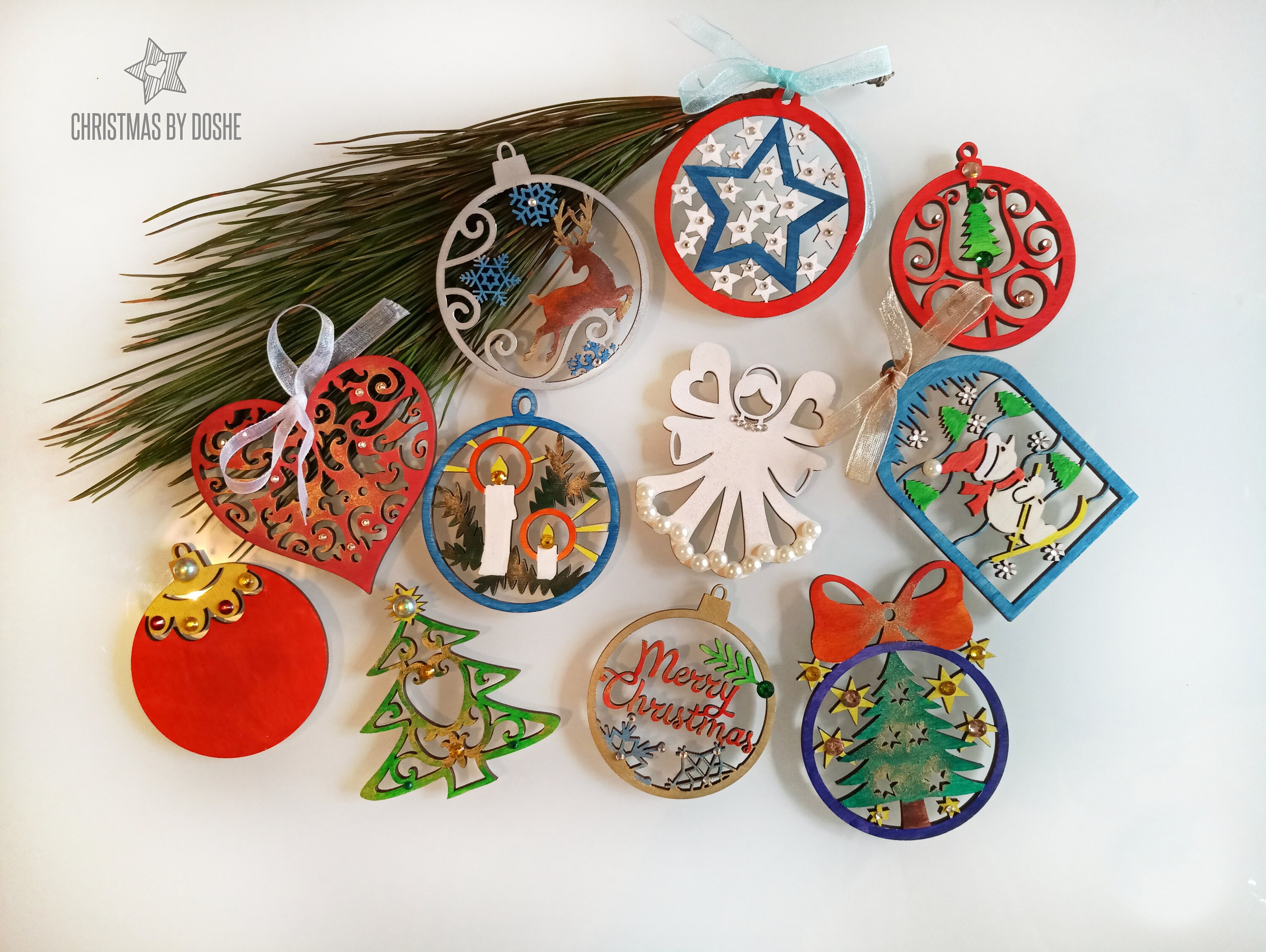 CHRISTMAS ORNAMENTS Laser cut wood decor Etsy