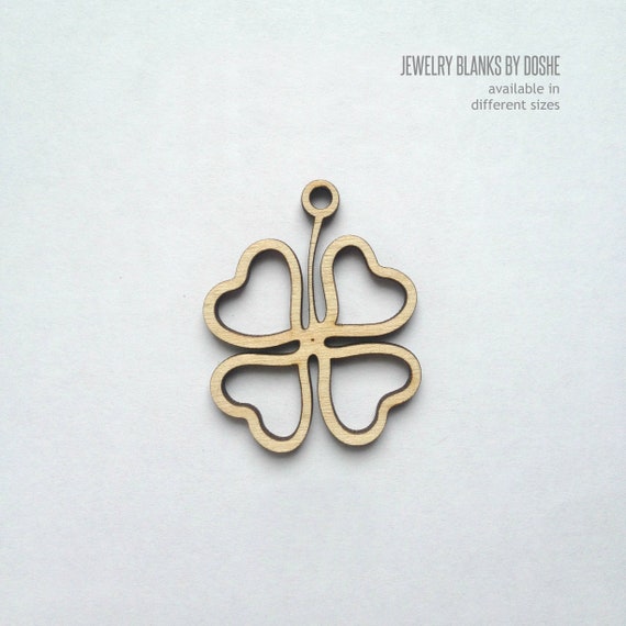 Laser cut wood Clover pendant CLOVER JEWELRY