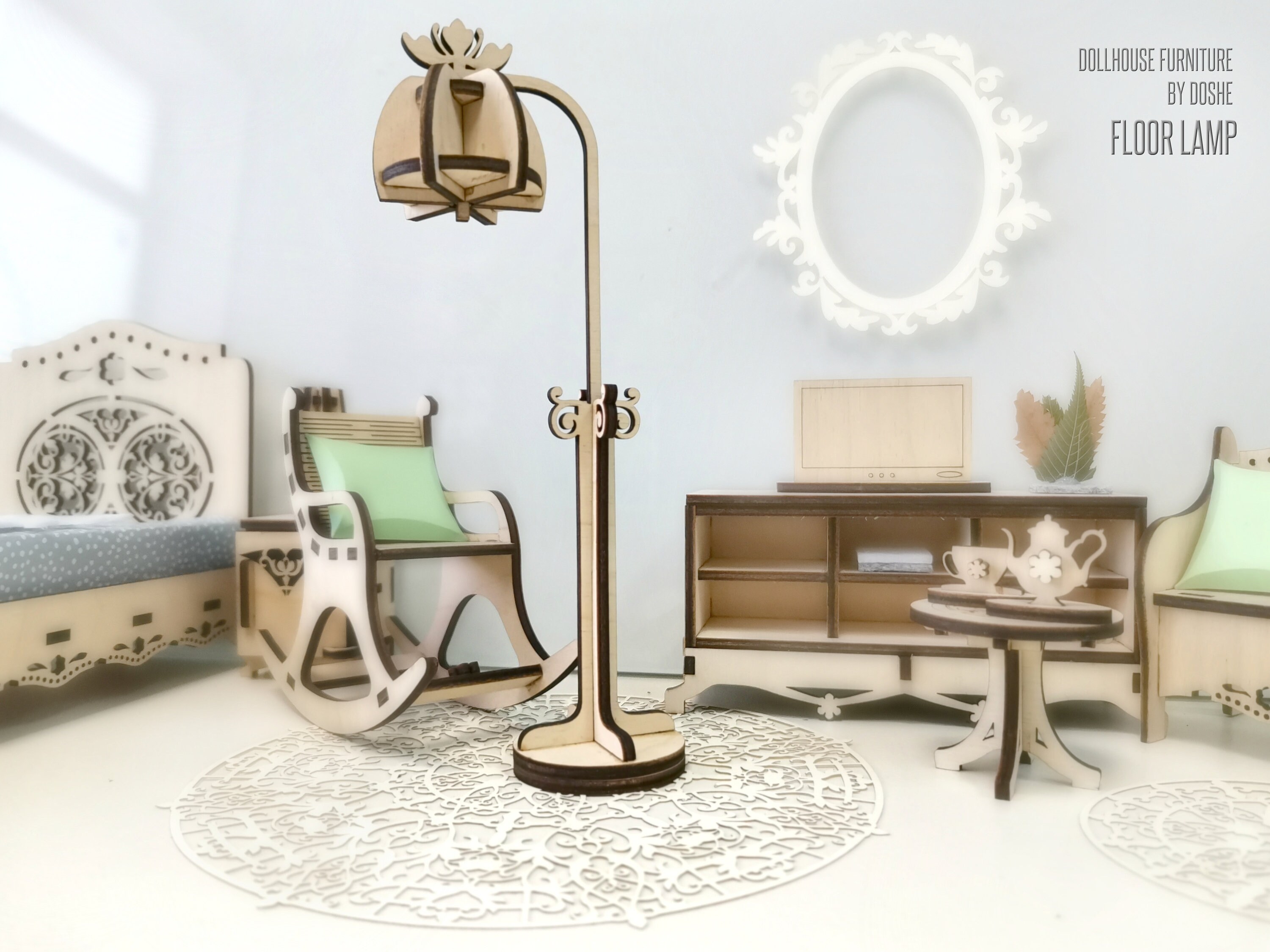 Dollhouse FLOOR LAMP Miniature furniture Laser cut wood Etsy