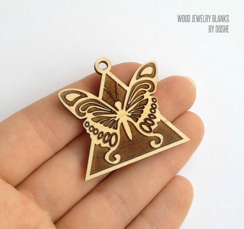 BUTTERFLY PENDANT Laser engraved wood jewelry blanks Etsy
