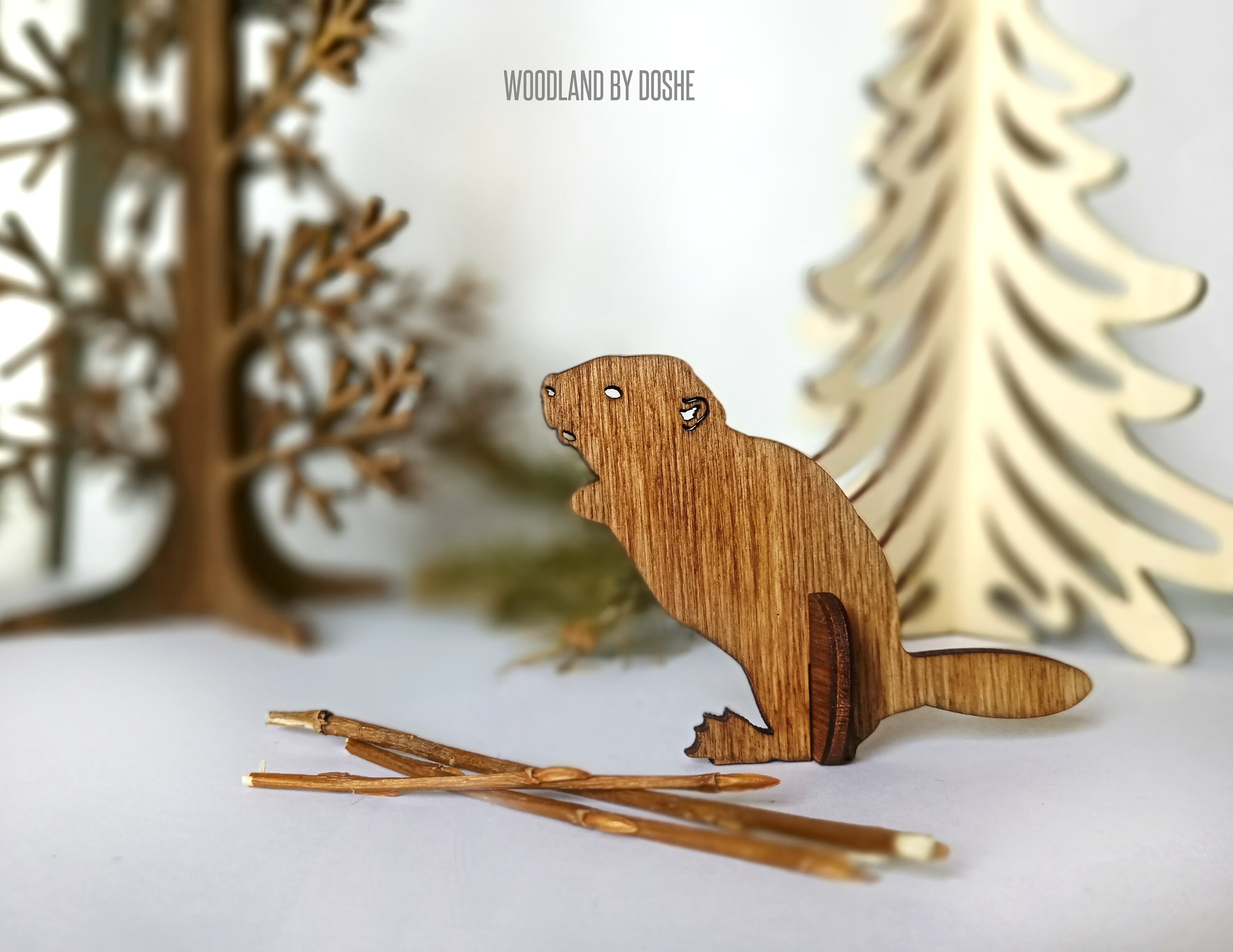 BEAVER Woodland Nursery decor Laser cut wood miniature Etsy