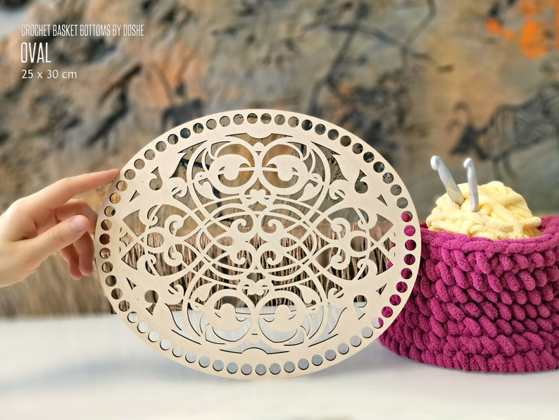 OVAL Wooden BASKET BASE Laser Cut Wood Crochet Basket Kit Etsy