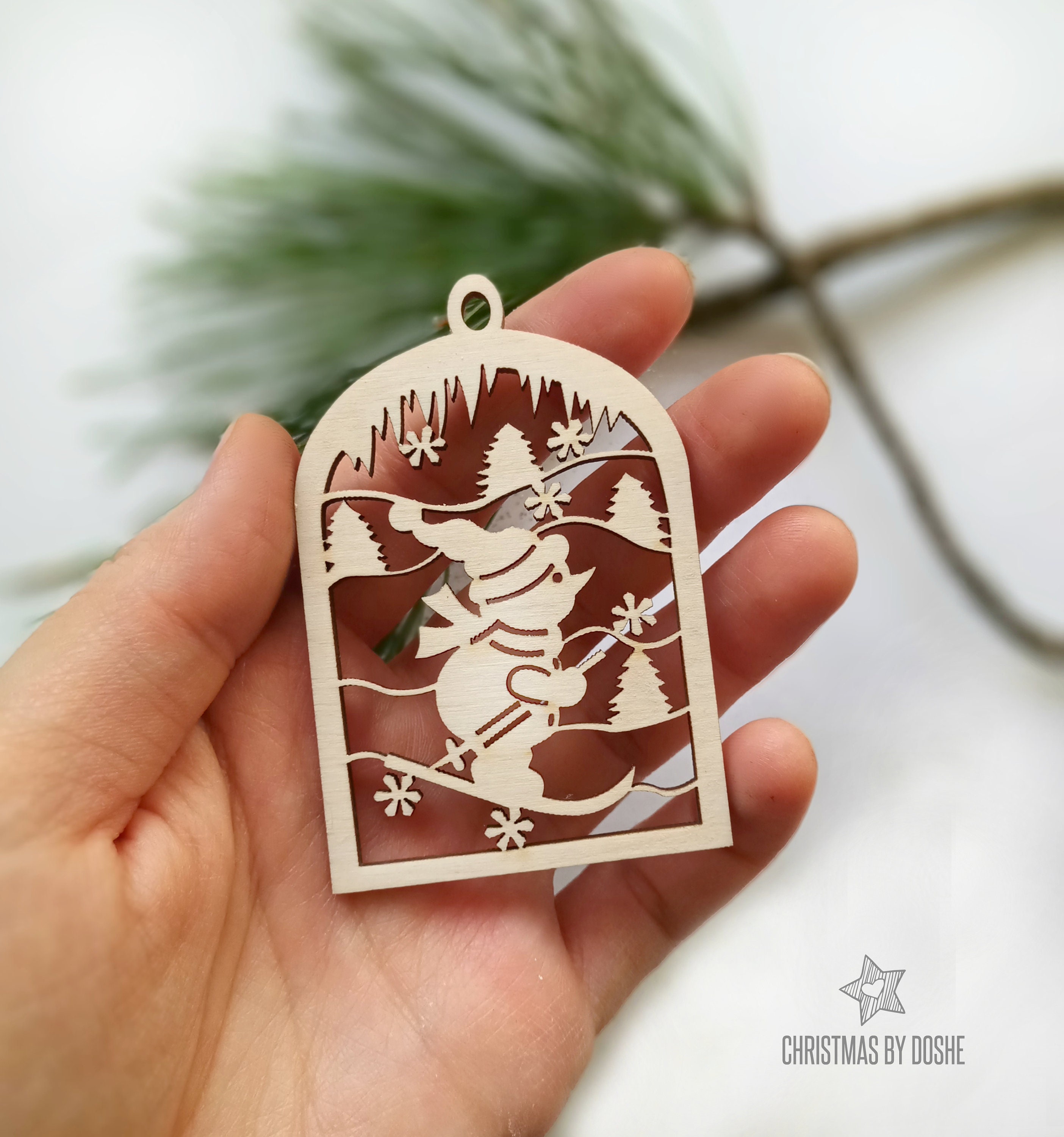 SNOWMAN ORNAMENT Laser cut wood Christmas ornaments | Etsy