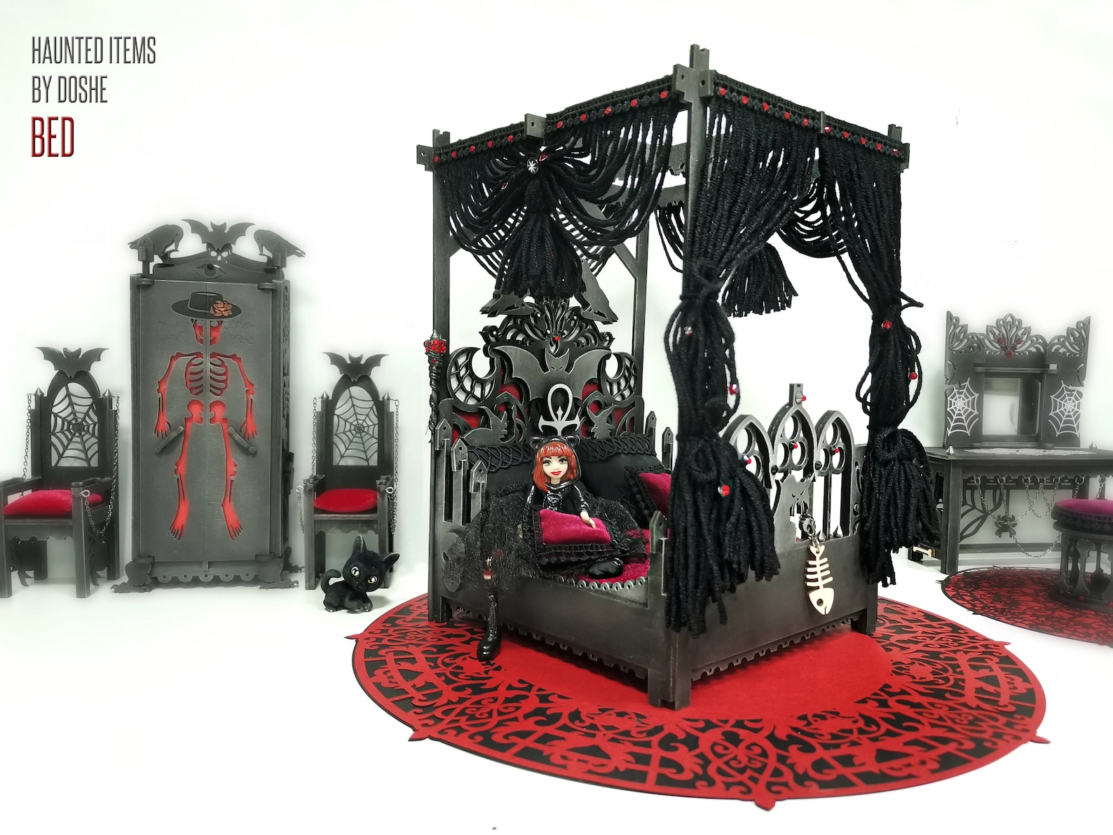 HAUNTED ITEMS Dollhouse BED Gothic Miniature furniture Etsy