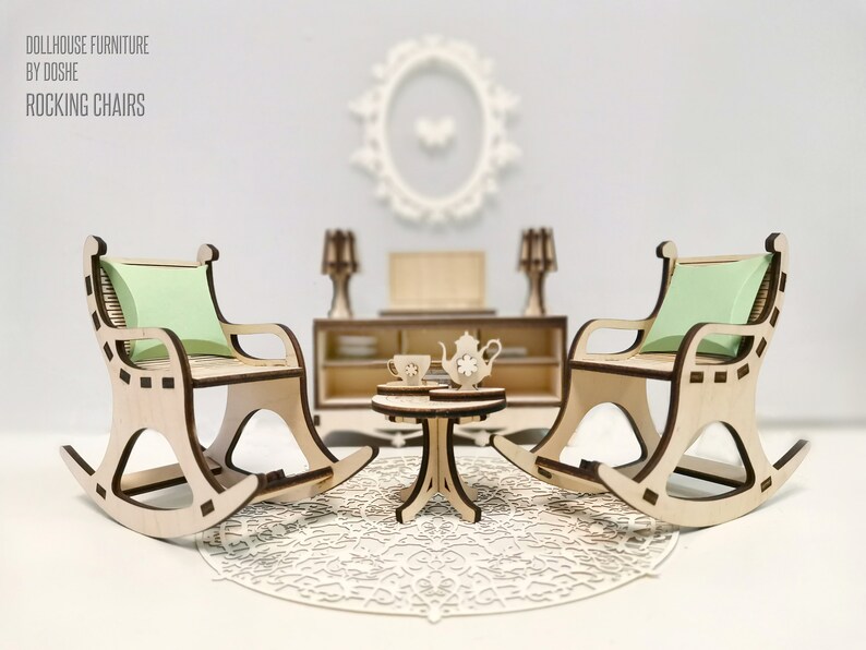 dollhouse rocking chair miniature doll furniture laser cut