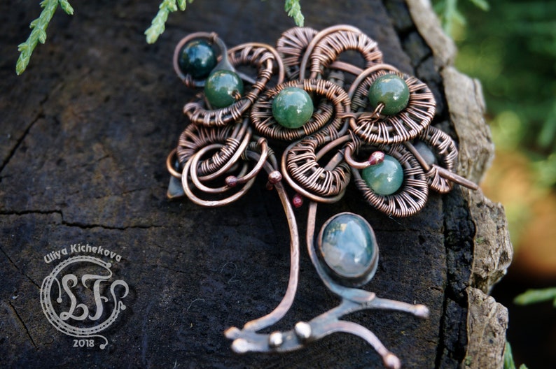 Shawl pin wrapped brooch wire wrap brooch copper brooch Etsy