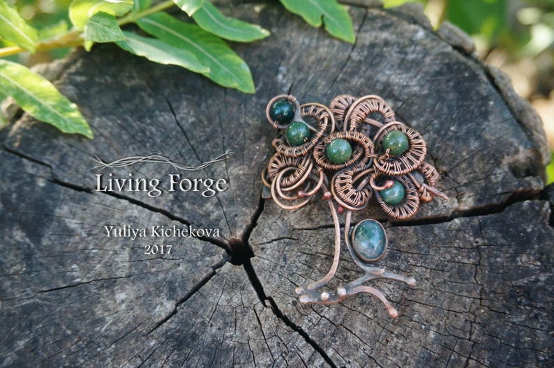 Shawl pin wrapped brooch wire wrap brooch copper brooch Etsy