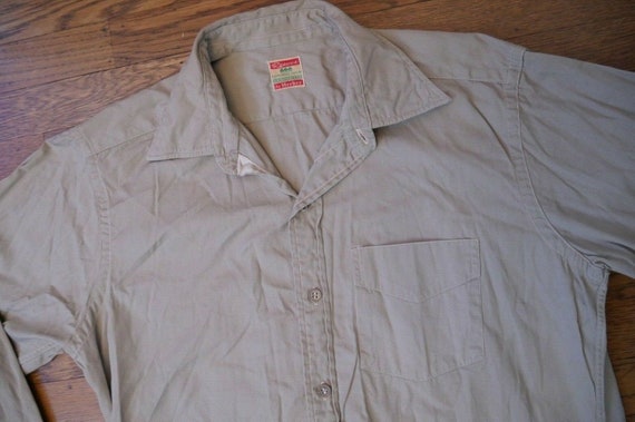 1940s Glen Garry Poplin Vintage WORK SHIRT Khaki S