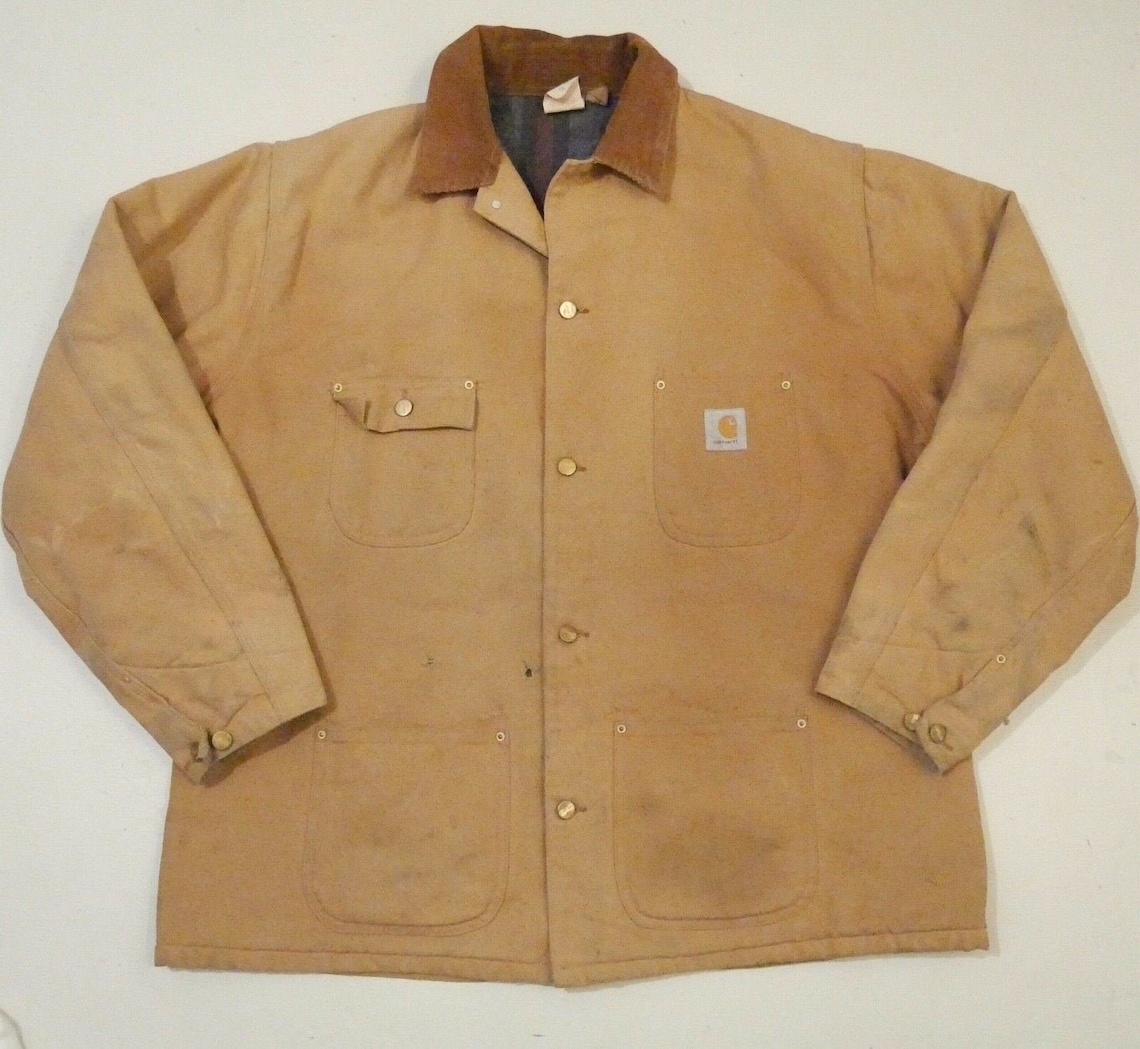 Vintage Carhartt Chore Jacket Blanket Lined 2XL Made In USA Etsy