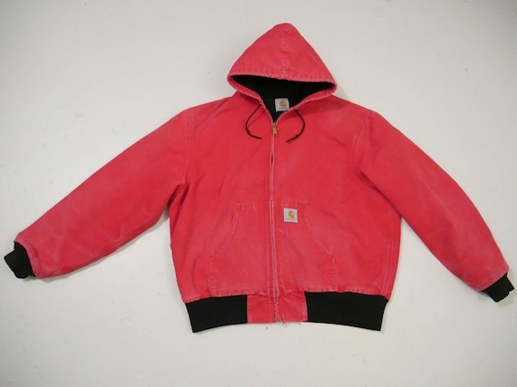 Vintage Carhartt Jacket Hoodie XL Distressed Red W