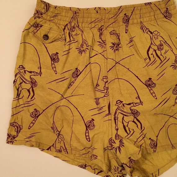Vintage 40s Catalina Hand Printed Cotton Swim Trun