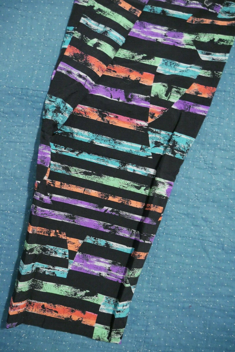 Vintage 80s New Wave Neon MC HAMMER BAGGY Parachute Pants Surf Medium Colorful