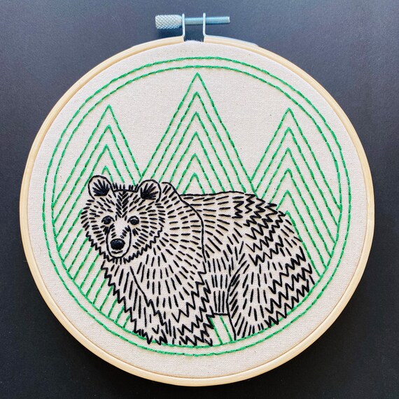 Bear Embroidery Kit DIY Craft Kit Beginner Embroidery Etsy