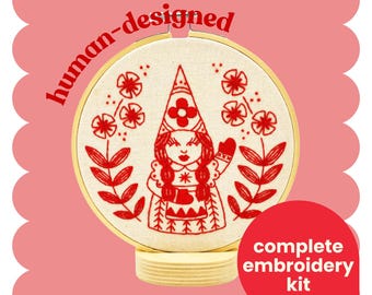 Nordic Gnome "Julia" Complete Embroidery Kit - DIY, beginner friendly, christmas, jul gnome