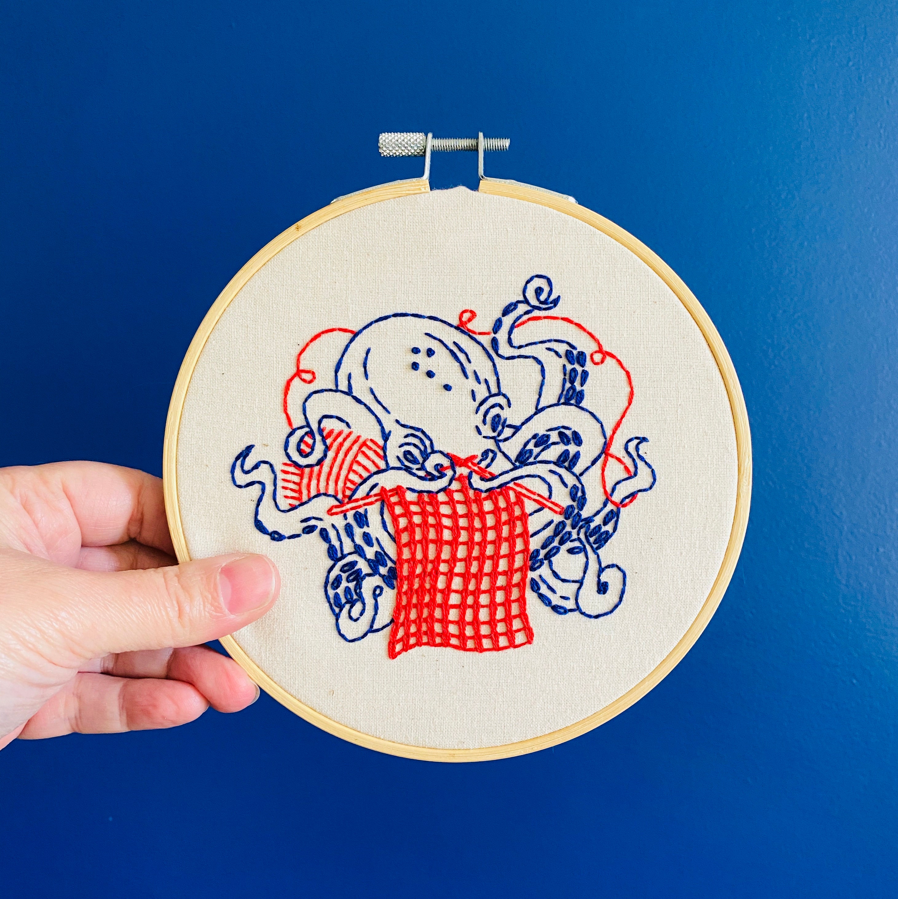 Knitting Octopus Embroidery Kit, DIY craft kit, beginner embroidery p…
