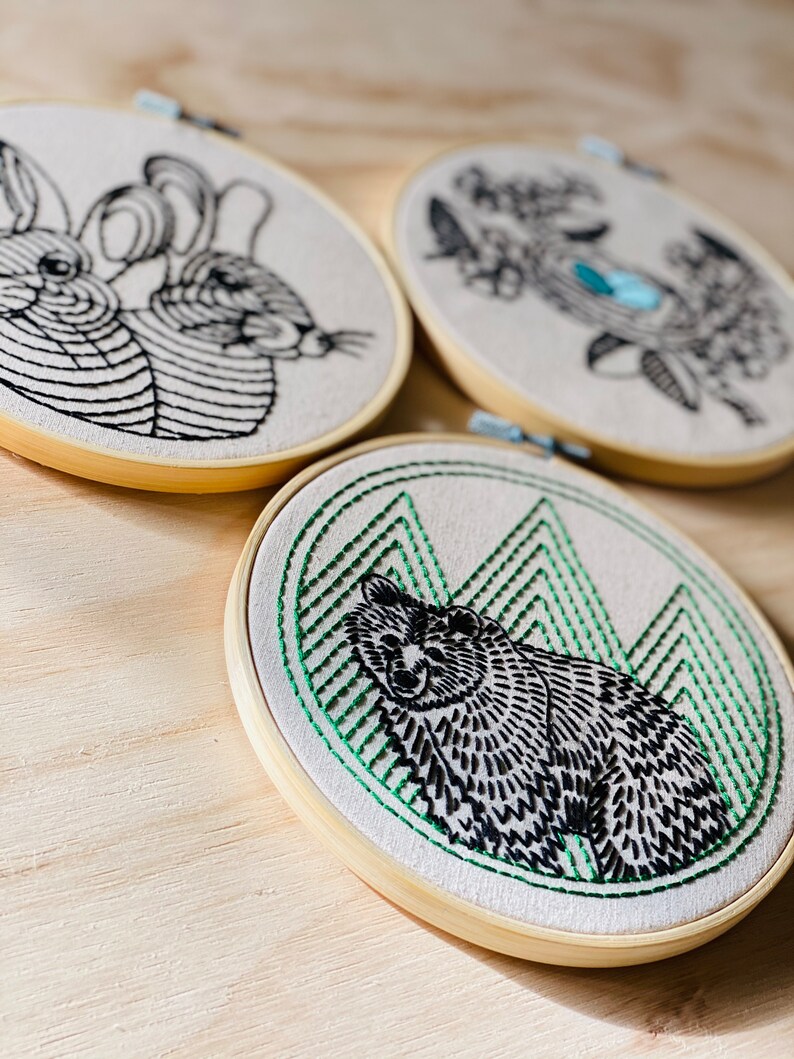 Bear Embroidery Kit DIY Craft Kit Beginner Embroidery Etsy