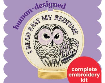 Owl Embroidery Kit: I Read Past My Bedtime DIY Craft